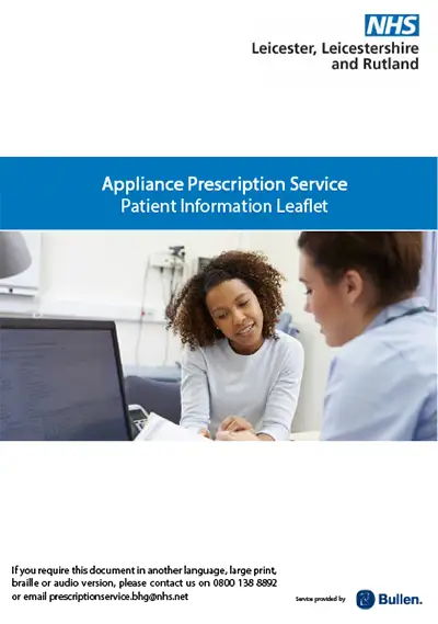 Front cover of the patient information leaflet